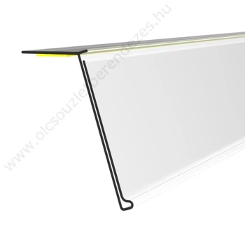 Ársín polcszélre, öntapadó, 39 x 1000 mm, döntött víztiszta